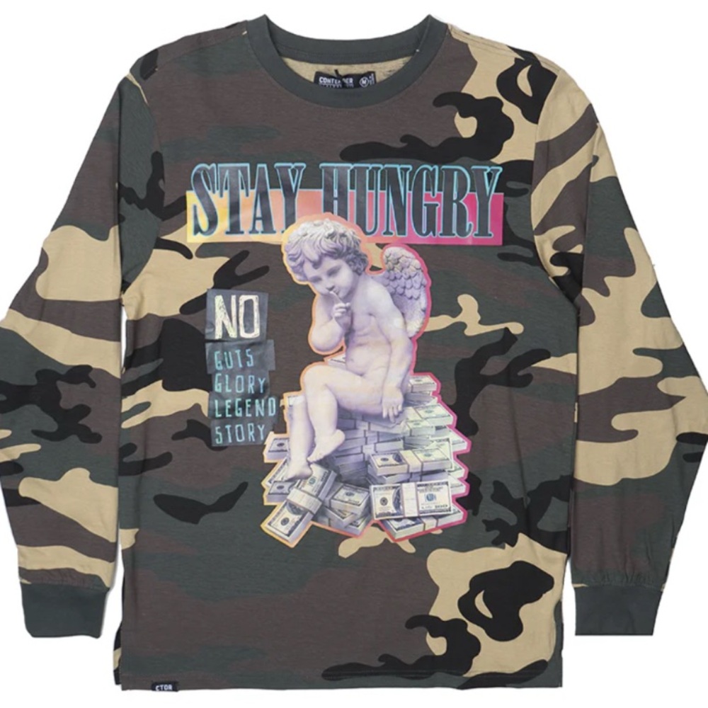 Contender Long Sleeve Graphic T-Shirt — Camo— Sizes M (2), L (4), XL (4), 2X (2)